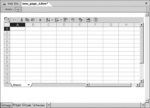 Inserting Excel Data with the Office Web Components | Special Edition Using  Microsoft Office FrontPage 2003