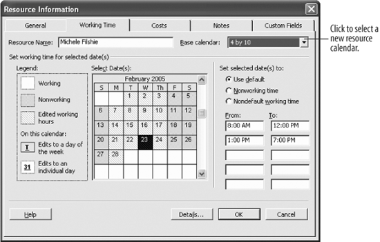 Lesson6 5 Assigning A Resource Calendar Project 2003 Personal Trainer