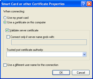 figure 5-3 client-side smart card or other certificate properties dialog box.