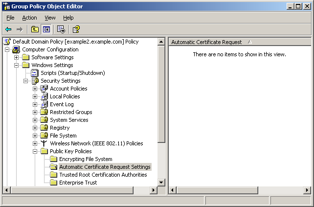 figure 6-8 the group policy location for autoenrollment of computer certificates.