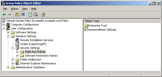 figure 6-9 the location of the autoenrollment settings group policy setting.