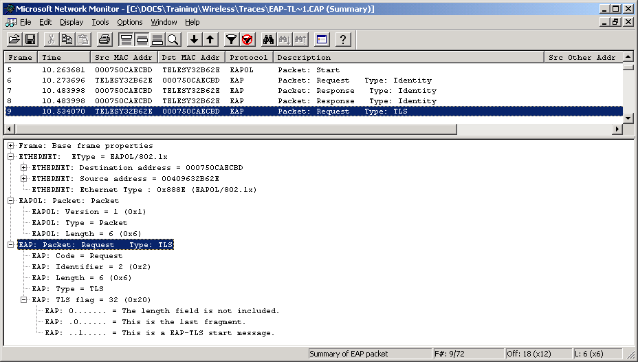 figure 14-2 example of an eap message in network monitor.