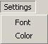this figure shows the menu options that the settings menu provides to allow an end user to change the font and the color of text in the specified document.