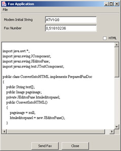 click to expand: this figure shows the fax application window with the selected file opened in the edit pane.