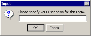 this figure shows the dialog box to specify the user name to enter in the selected chat room.