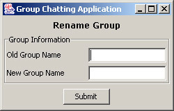 this figure shows the user interface for renaming a group in the group chatting application.