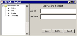 click to expand: this figure shows the user interface to manage the contact list of the contact list application.