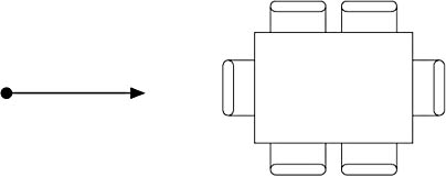 figure 2-1. a single line is a shape, and so is the table with chairs, a visio master shape composed of simpler shapes grouped together.