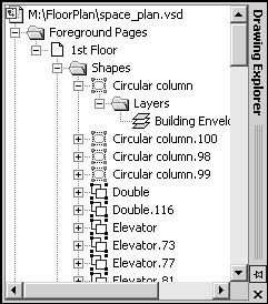 figure 1-12. the drawing explorer provides a hierarchical view of the shapes, pages, and other objects in your diagram