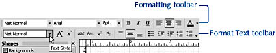 figure 4-21. although you can apply a text style from either the formatting or format text toolbar, you'll have more control when you use the text style list on the format text toolbar.