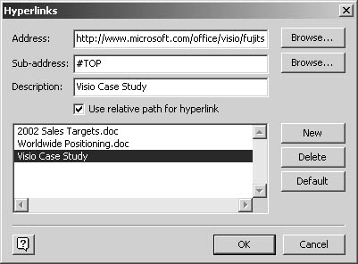 figure 5-2. when you define one or more hyperlinks, visio adds the links to the shape's shortcut menu.