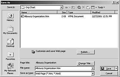 figure 5-6. when you choose file, save as web page, this dialog box appears.