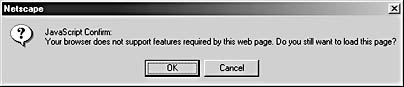 figure 5-8. browsers that don't support all the options in a visio-generated web page might display a message like this one.