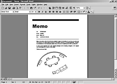 figure 7-1.  with ole, you can embellish an ordinary word memo by linking or embedding a visio diagram in the document.