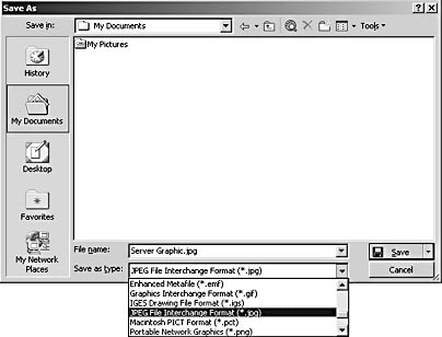 figure 7-8.  visio can save a shape or diagram in many different formats.