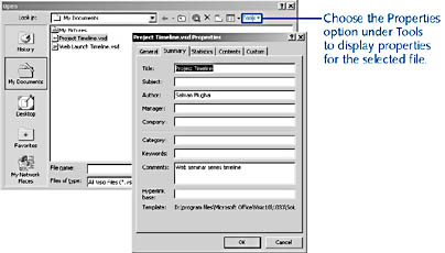 figure 8-2. if you enter file properties in visio, the information can help you differentiate among visio diagrams when you're looking for a particular drawing file.