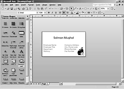 figure 8-8. you can size the drawing page to fit its contents alone, which can make it easier to work with small drawings like this business card.