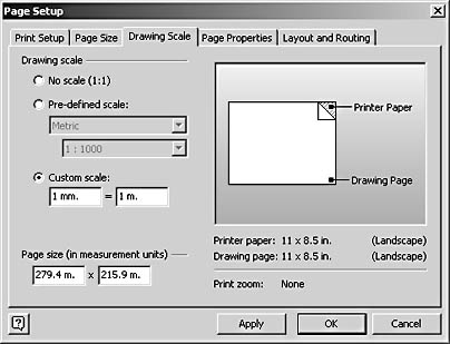figure 16-3. you can change drawing scale options in the page setup dialog box (choose file, page setup)