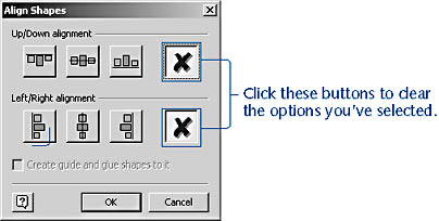 figure 16-28. you can see the alignment options more easily in the align shapes dialog box.