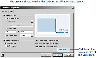 figure 17-3. when you import a cad file (choose file, open or choose insert, cad drawing), visio displays this dialog box, where you choose the options you want 