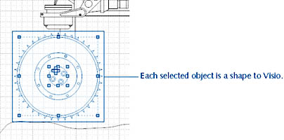 figure 17-12. when you convert a cad drawing, each line in the drawing becomes an individual visio shape that you can select.