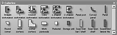 figure 18-6. visio professional includes the new cubicles stencil, which features a variety of workstation and panel configurations that you can use to model the modern, movable office.