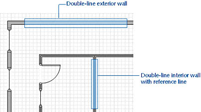 figure 18-10. when you set the display options for walls, all the wall shapes on a page adopt the style. exterior wall shapes are not affected.