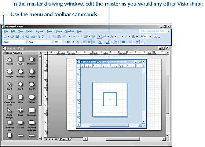 figure 21-12.  when you double-click a master, visio opens the shape in the master drawing window. often, the drawing page is sized to the shape.