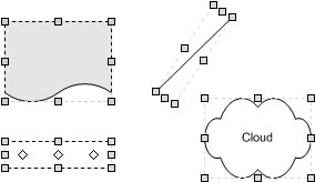 figure 22-6. you can tell these are 2-d shapes because of the corner selection handles.