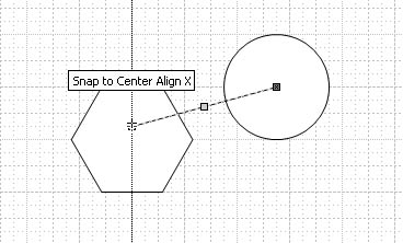 figure 22-13. shape extension lines show you where to snap to precise points on shape geometry.