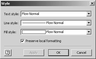 figure 23-6. the preserve local formatting option in the style dialog box lets you save any manual formatting you've applied to a shape and still apply the style.