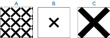 figure 23-17. you can design a fill pattern that tiles when applied to a shape (a), is centered in a shape (b), or stretches to fill a shape (c).