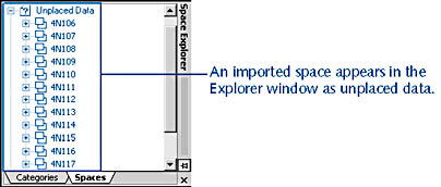 figure 26-8. you can define the spaces in a floor plan by importing room numbers or other information that uniquely identifies each space you want to track. to place a space in the floor plan, drag it from the explorer window onto the drawing page.
