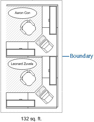 figure 26-10. you can use the boundary shape to visually identify multiple spaces as a unit in a floor plan.