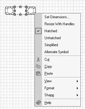 figure 27-3. some shapes include options on their shortcut menu, including the resize with handles option.