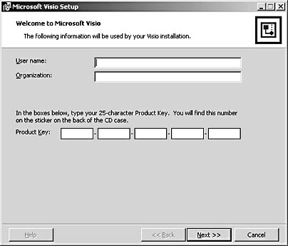 figure a-1.  to proceed with the setup program, you must type the 25-character product key into the boxes of this screen.