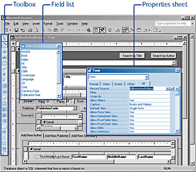 figure 2-12. design view offers many tools that you can use as you design your forms.