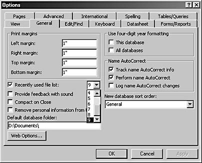 figure 2-24. the general tab of the options dialog box allows you to set a number of formatting options.