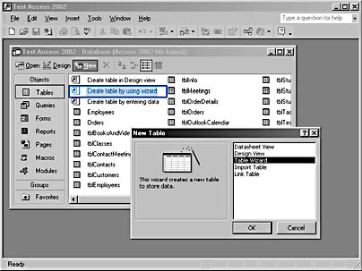 figure 4-2. start the new table wizard by selecting table wizard in the new table dialog box.