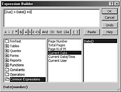 figure 4-16. you can construct a validation rule in the expression builder.