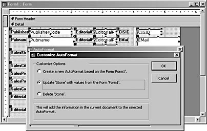 figure 5-5.you can save a custom format to one of the autoformat selections.