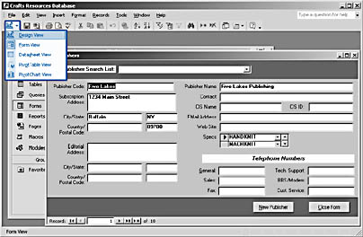 figure 5-29.you can switch a form to another view using the view selector button on one of the form toolbars.