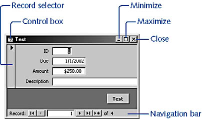 figure 5-46. this form’s record selector is turned on.