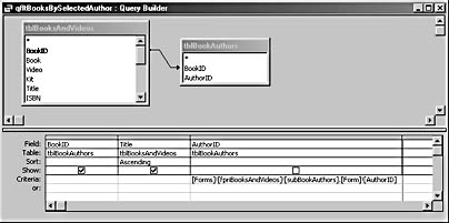 figure 5-59. this filter query is used as the pop-up form’s record source.
