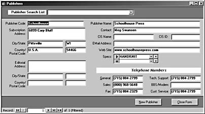 figure 5-61. the publishers pop-up form allows you to verify or add information about a selected publisher.