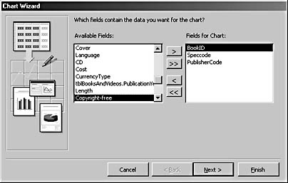 figure 7-22.select fields for the chart in the chart wizard.