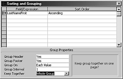 figure 7-40.create an author group by using the lastnamefirst field.