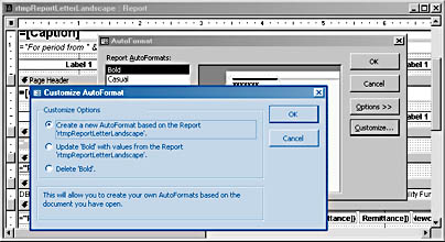 figure 7-50. you can create a new autoformat style from a report.