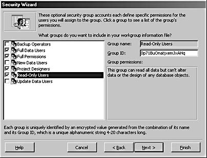 figure c-14.select standard user groups for the workgroup information file.