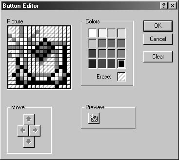 figure 13-27.open the button editor dialog box to change a button’s image.
